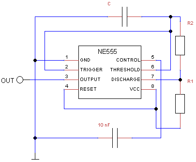 NE555 jako astabilní klopný obvod