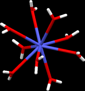 Struktura iontu [Am(H2O)9]3+